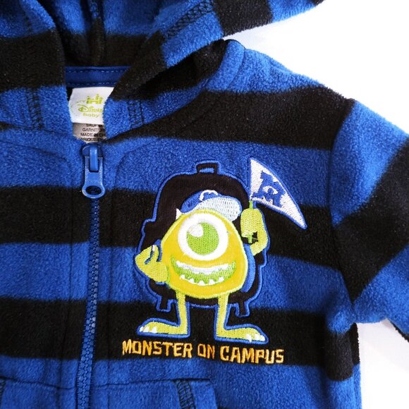 Disney Monster Inc Mike Wazowski Zip-Up Fleece Hoodie 0-3 Months - Picture 2 of 8